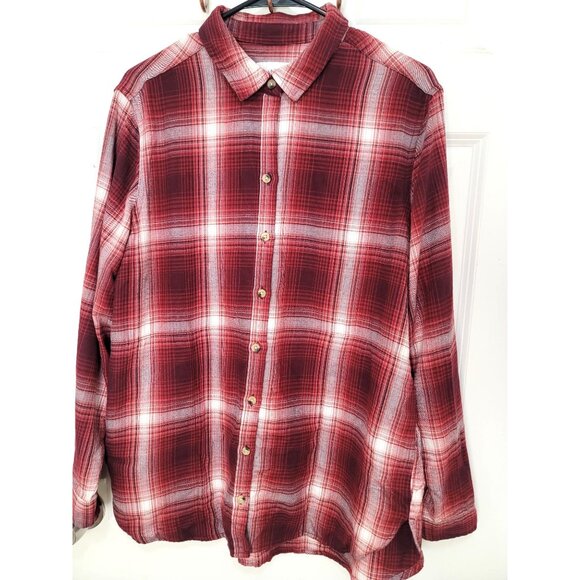 JACHS Girlfriend Red & White Plaid Button-Up Long Sleeve Shirt With pockets - Picture 2 of 12